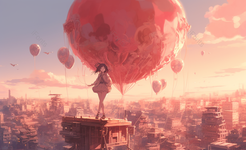 卡通气球情侣情人节城市广告背景,插画/手绘图,插画/手绘图库,插画/手绘图下载,插画/手绘